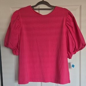 Women's Pink Puff Sleeve Top